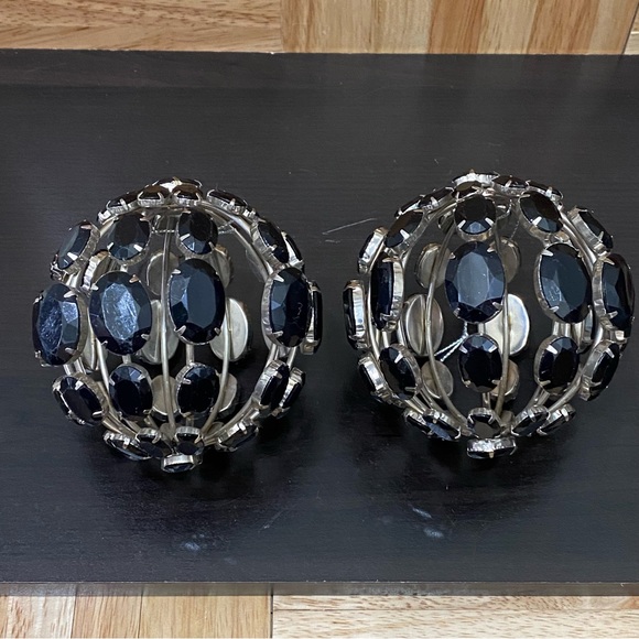 2 pcs Black Rhinestones Caged Ornate Christmas Tree Ornament - Picture 1 of 14